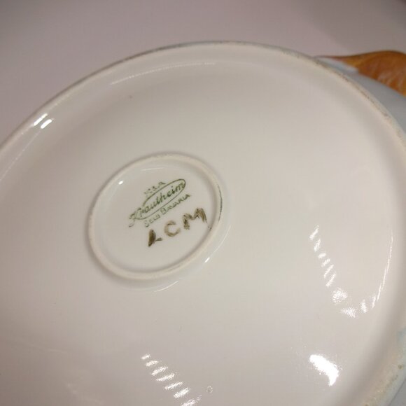 Vintage K&A Krautheim Selb Bavaria Vegetable Bowl & Lid White Blue Pink Roses - Picture 9 of 10